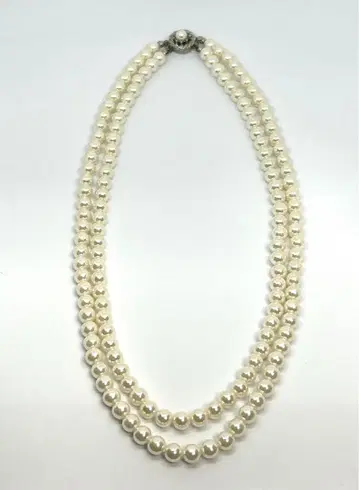 [새상품급] 진주 6.9mm 펄 목걸이 2연 47cm 52cm