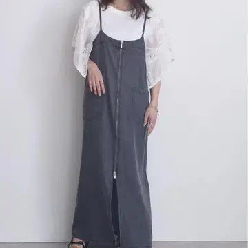 Eimee Law 프론트 지퍼 텐셀 데님 점프스커트