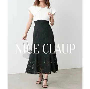 NICE CLAUP 도킹 꽃무늬 자카드 원피스