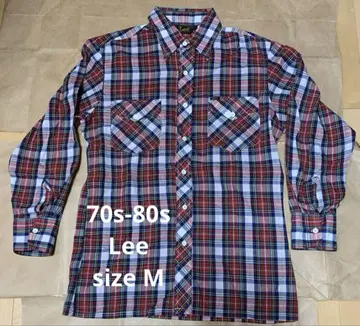 70s-80s Lee 리 긴팔 체크 셔츠 박스 셔츠 M 사이즈 빨간색