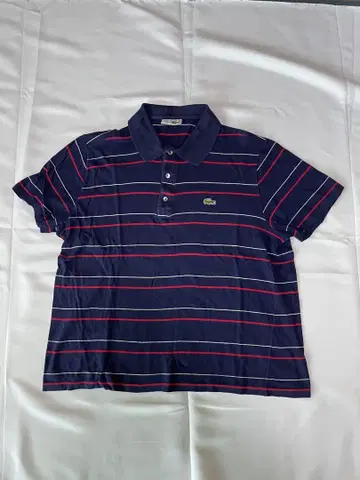 LACOSTE 네이비 스트라이프 피케 셔츠