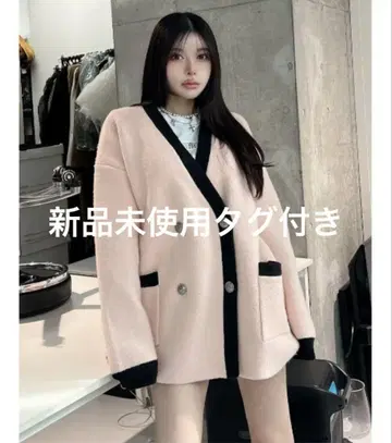 darich 파이핑 오버 니트 가디건 핑크