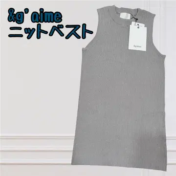 B27 &g'aime 니트 베스트 리브 심플 라이트 그레이 F
