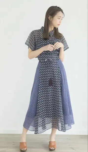 아디라 ADIRA 레트로 패턴 셔츠 스커트 미야자키 유카