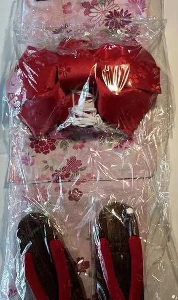 유카타, 오비, 일본 나막신, 핑크, 샤쿠야쿠, 빨간색, 세탁 가능