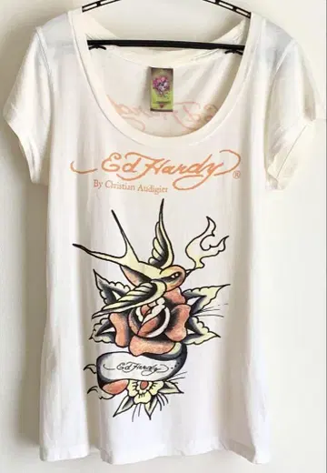 Ed Hardy 에드 하디 장미와 새 티셔츠 S