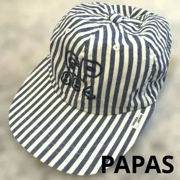 Papas 파파스 캡 M 사이즈 스트라이프 블루 택 포함 미사용 새상품