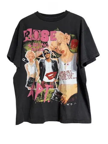 BLACK PINK ROSE BRUNO MARS 빈티지 가공 티셔츠