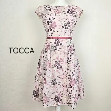TOCCA 토카 0 원피스 꽃무늬 자수 핑크 반팔 플레어 무릎 기장
