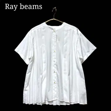 Ray beams 백 플리츠 스탠드 카라 탑 레이빔즈
