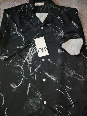 ZARA 아브스트랙트 프린트 스트레치 셔츠 M