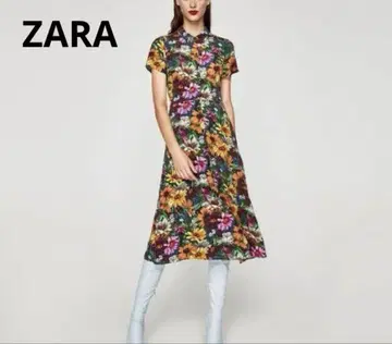 ZARA 자라 플라워 프린트 롱 원피스 셔츠 원피스 꽃무늬