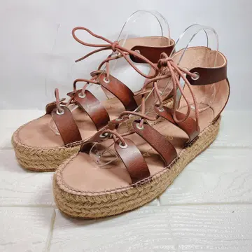 GAIMO 24cm 레이스업 샌들 에스파드리유 가죽 브라운