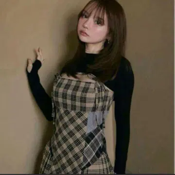 ANDMARY Nadia check long dress Beige