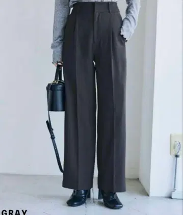 베이스먼트 온라인 센터 프레스 와이드 팬츠 그레이 XS