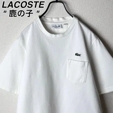 LACOSTE 사슴 자수 포켓 티 라코스테 화이트 티셔츠 악어 로고