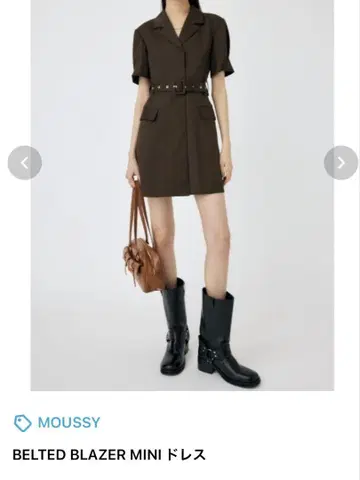 MOUSSY 벨트 포함 블레이저 미니 원피스 브라운 2