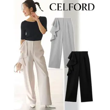 새상품급 CELFORD 셀포드 러플 디테일 와이드 팬츠 36 S