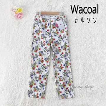 [미사용] 와코루 칼손 팬츠 스트레이트 미니 꽃무늬 화이트 L
