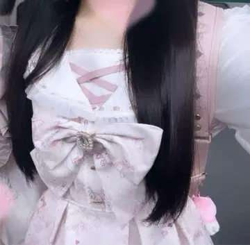 LIZLISA sewing bear 패턴 셋업 화이트