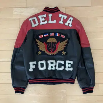 vintage Delta Force 미군 가죽 바시티 자켓/천연 가죽