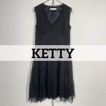 KETTY 케티 실크 100% 도트 티어드 시어 원피스 (실크, 블랙)