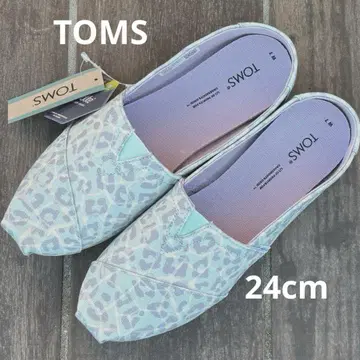 TOMS 슬립온 퍼플 스카이블루 레오파드 무늬 24cm 새상품