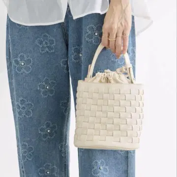 택 포함 미사용 새상품 FRENE 프레네 크로스 편직 2way 백 베이지