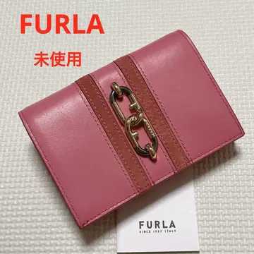 미사용 FURLA 가죽 3단 폴더형 지갑 핑크