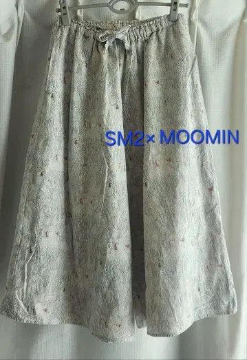 미사용 레벨 SM2 x 무민 와이드 팬츠 면 린넨