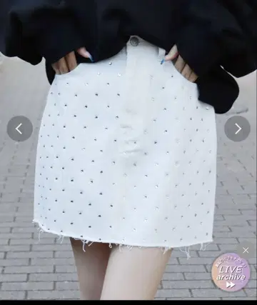 EVRIS 큐빅 데님 스커트