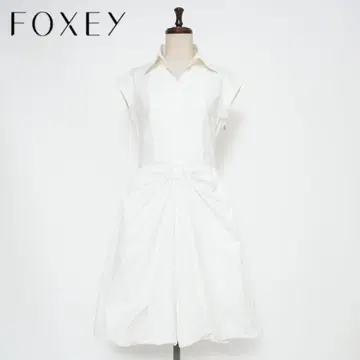 FOXEY 스키퍼 셔츠 벌룬 원피스 화이트 사이즈 40*ED1020