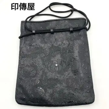 인덴야] 가죽 미니백 합절이 소품함 블랙 복조리 올 패턴 사코슈