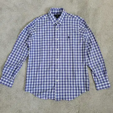 Ralph Lauren 블루 화이트 체크 버튼 다운 셔츠