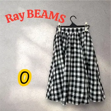 Ray BEAMS 레이빔즈 깅엄 개더 플레어 스커트 F