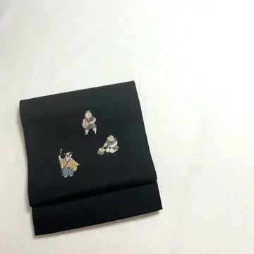 나고야 오비 가라코 악기 자수 블랙 컬러 PO-3265