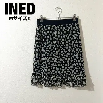 INED 이네드 시어 스커트 도트 프릴 M 시원한 느낌 걸리시