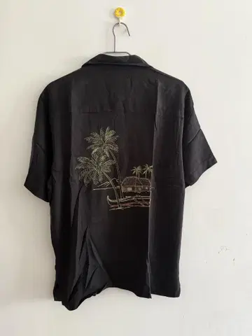 택 포함 Tommy Bahama 100% 실크 셔츠 M 뒷면 자수 알로하