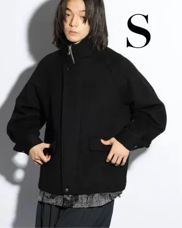 HARE 울 스탠드 지퍼 블루종 블랙 S