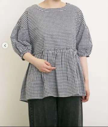 프릴 개더 블라우스 사만사 모스모스 네이비