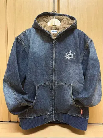 9090 킹 로고 슬럽 데님 지퍼 후드 XL