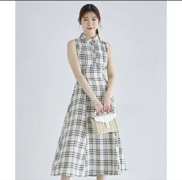 tocco closet 백 레이스업 체크 셔츠 원피스