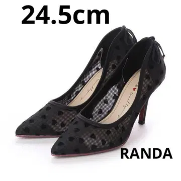 RANDA 란다 하트 모티브 튤 펌프스 24.5cm 블랙