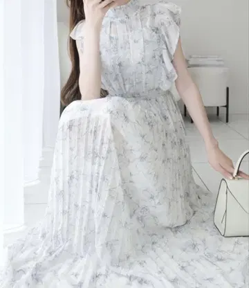 플리츠 가공 시어 프릴 원피스 꽃무늬 시원한 데이트 모임