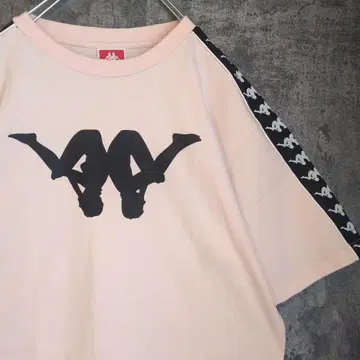 레어 Kappa 역 로고 티셔츠 귀여운 핑크 나이스 디자인