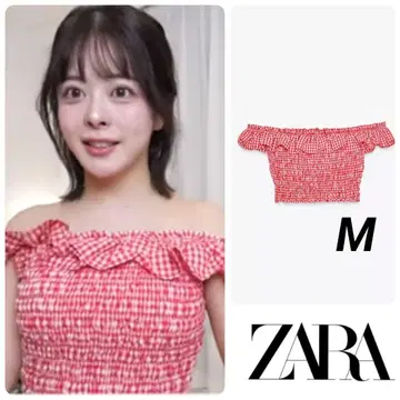 ZARA 프릴 상의 깅엄 체크 패턴 M 완판템