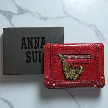 안나수이 ANNA SUI 카드 케이스 교통카드 지갑 나비 레드 스터드