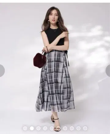 새상품급 아푸와이저 리셰 사이드 리본 체크 무늬 도킹 원피스