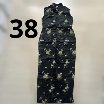 C.S.C 꽃무늬 자수 롱 차이나 드레스 블랙 사이즈 38