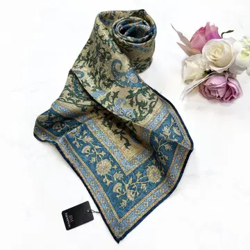 018 Jim Thompson 태국 실크 대형 스카프 페이즐리 블루